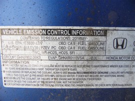 2016 Honda Civic LX Blue Sedan 2.0L AT #A23781